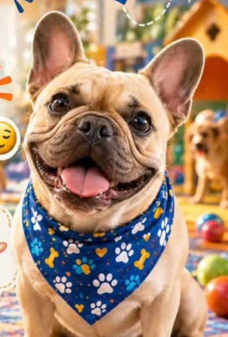 Pet feliz de bandana na Diversão Pet